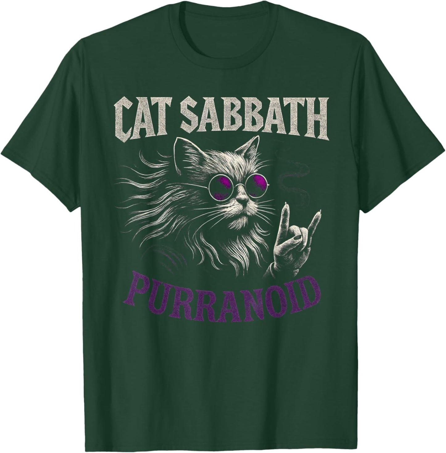 Cat Sabbath Purranoid - Lustige Rockkatze T-Shirt - T-Shirt | Forest