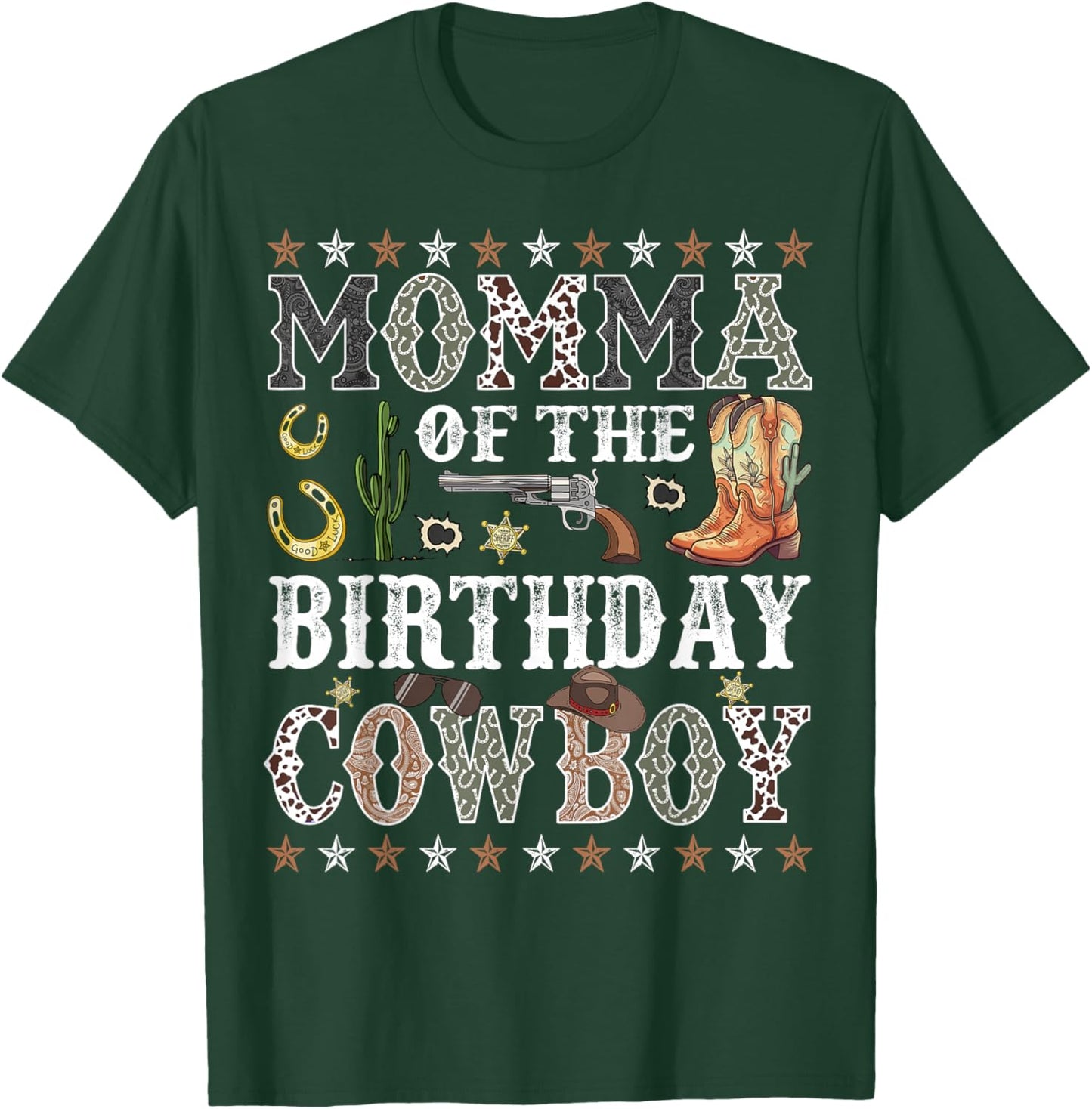 Momma Of The Birthday Cowboy Rodeo Momma T-Shirt - T-Shirt | Forest