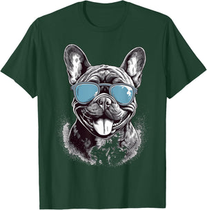 French Bulldog With Sunglasses Men Women Girls Kids T-Shirt - T-Shirt | Forest