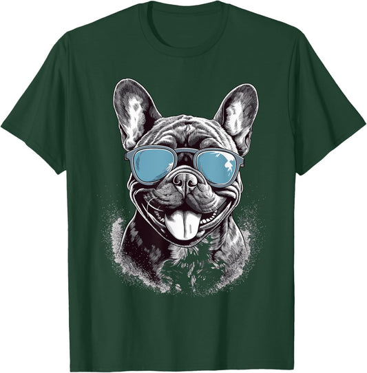 French Bulldog With Sunglasses Men Women Girls Kids T-Shirt - T-Shirt | Forest