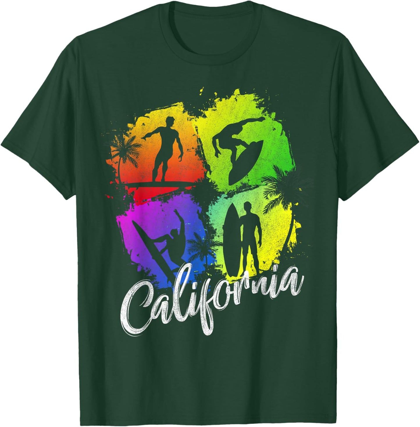 California Beach Surfing Wavesurfing Surfer T-Shirt - T-Shirt | Forest
