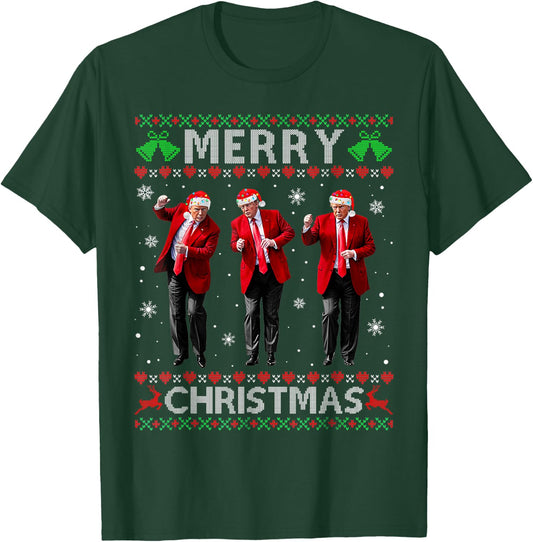 Funny Trump Dance Merry Christmas Ugly Xmas Sweater Pajamas T-Shirt - T-Shirt | Forest