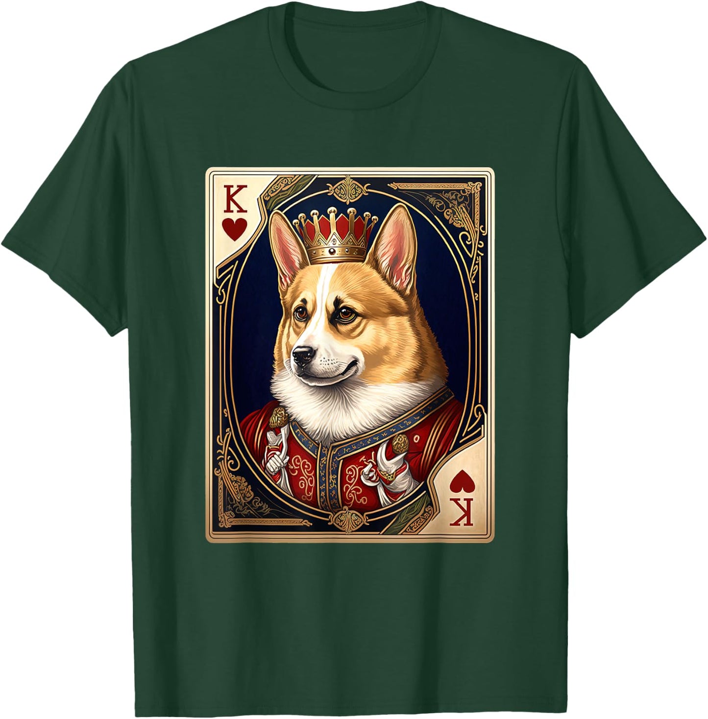Royal Corgi King of Hearts Playing Card Dog Lover T-Shirt - T-Shirt | Forest