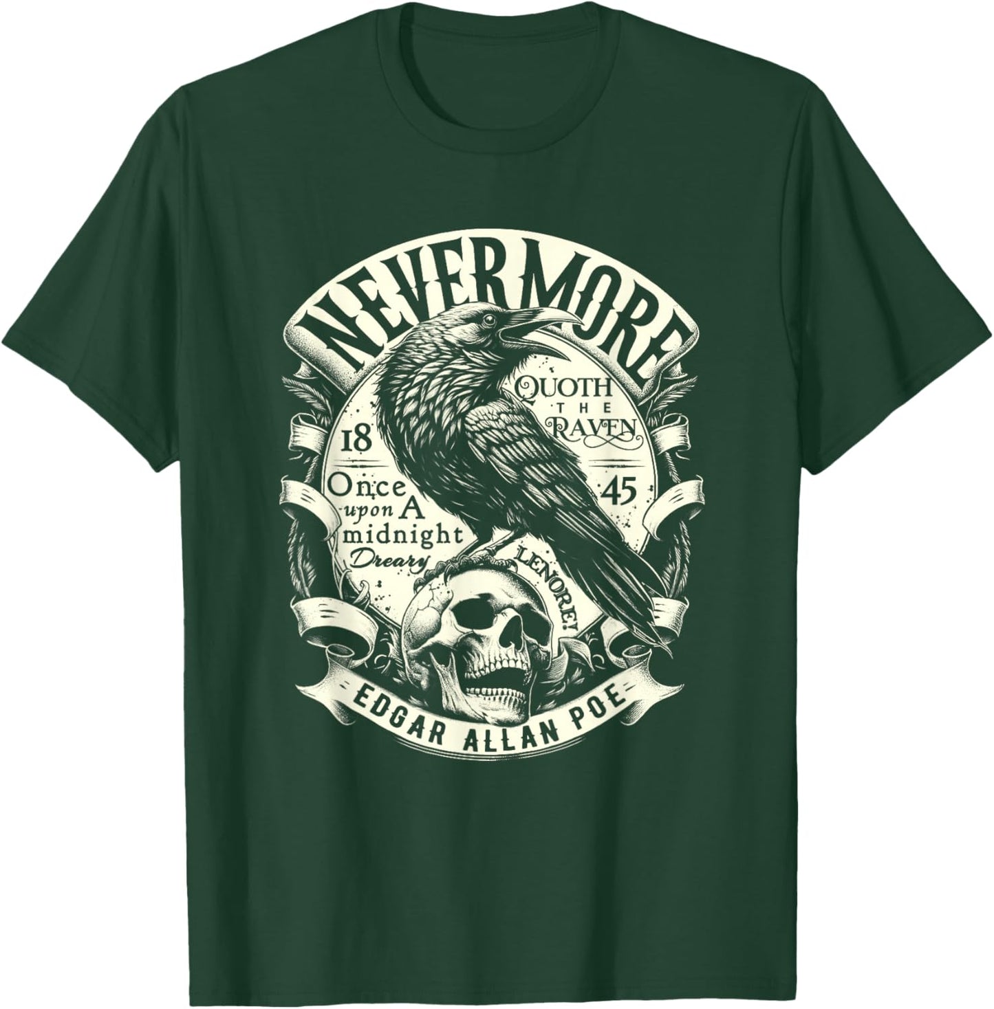 Edgar Allan Poe Nevermore Quoth The Raven T-Shirt - T-Shirt | Forest