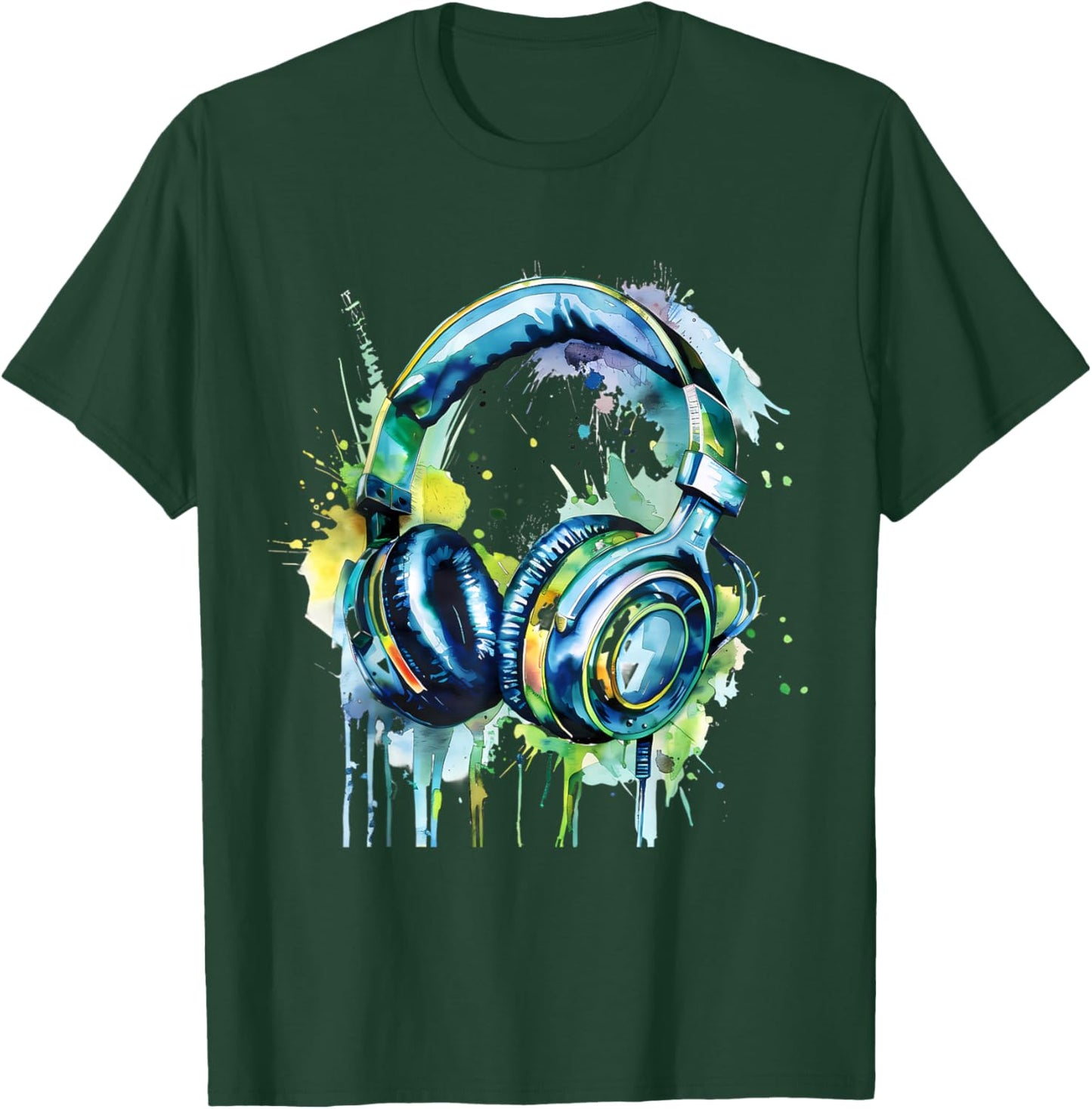 Headphones Music DJ Music Lover Music Headphones Splash EDM T-Shirt - T-Shirt | Forest