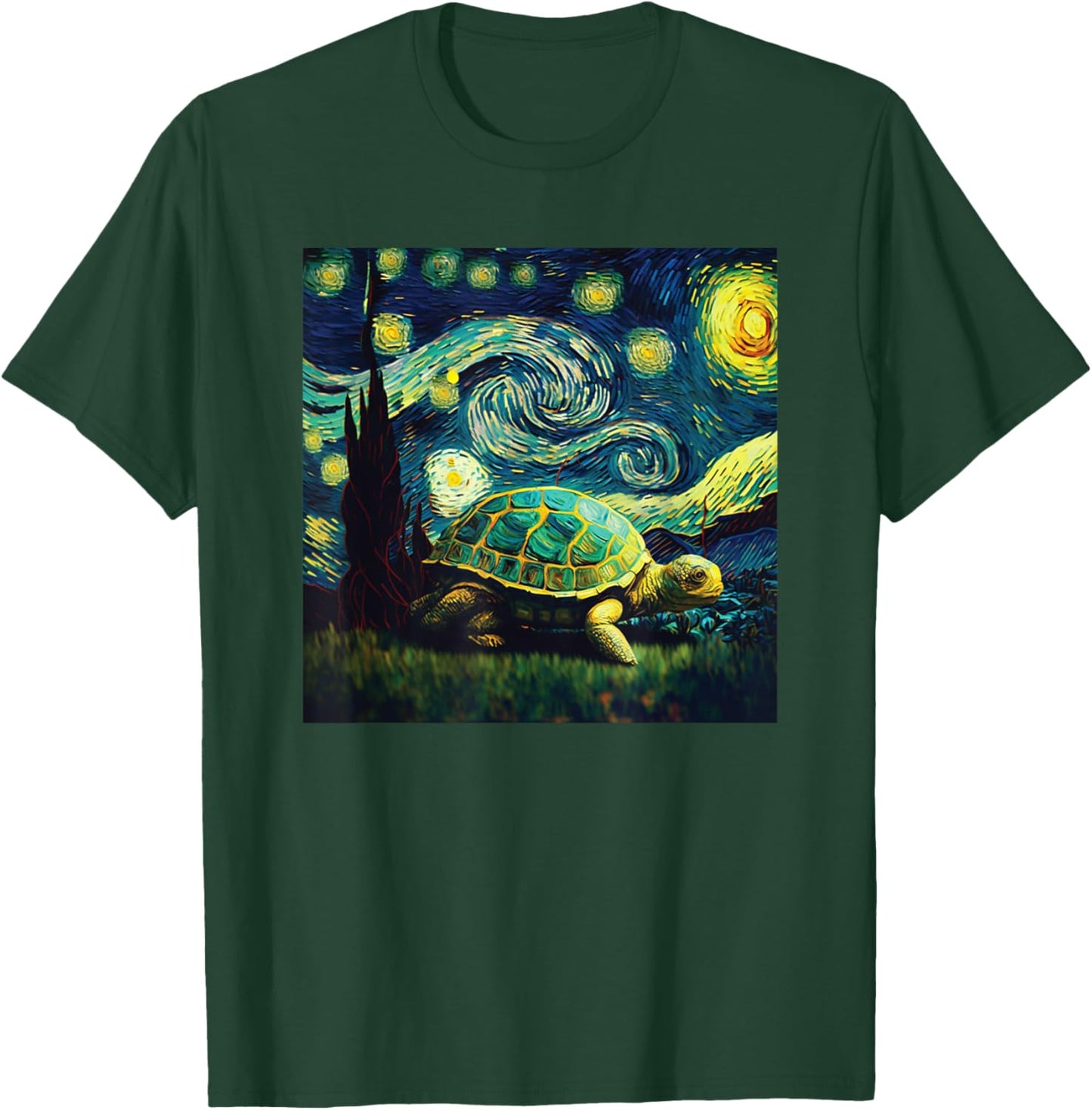 cute turtle painting for lover Van Gogh art Starry Night sky T-Shirt - T-Shirt | Forest