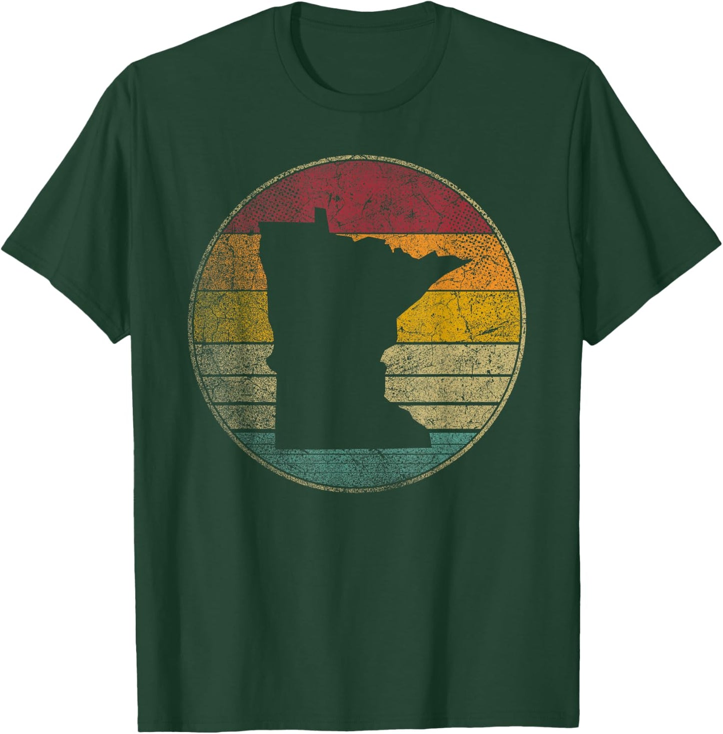 Minnesota Vintage Distressed Retro Style Silhouette State T-Shirt - T-Shirt | Forest