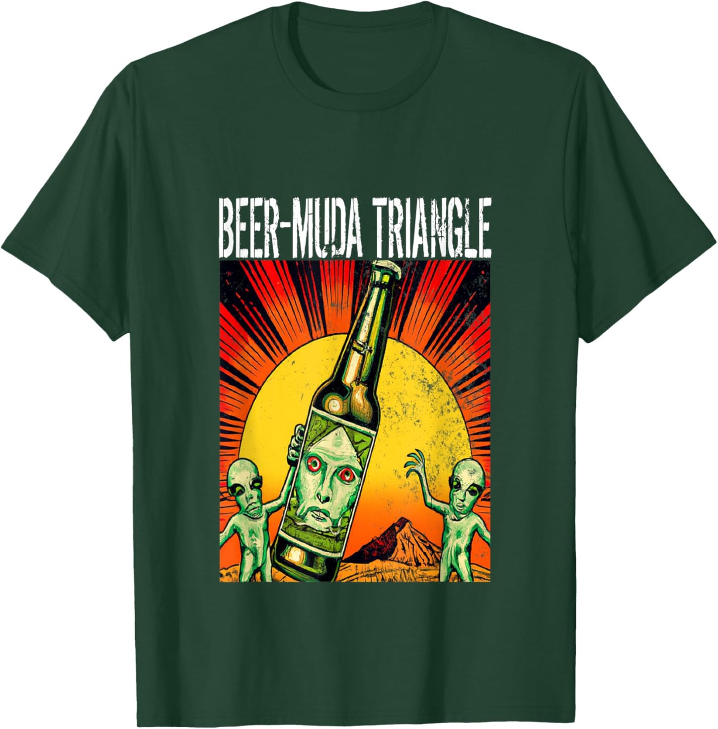 BEER MUDA TRIANGLE space Alien Bermuda Vintage Distressed T-Shirt - T-Shirt | Forest