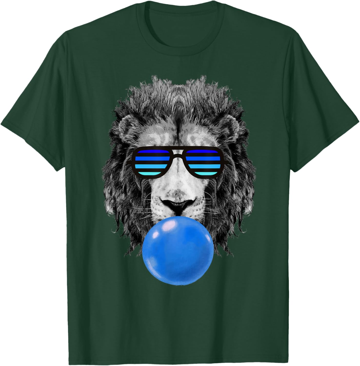 Blue Bubble Gum Lion Stripe Sunglasses Lion Head T-Shirt - T-Shirt | Forest