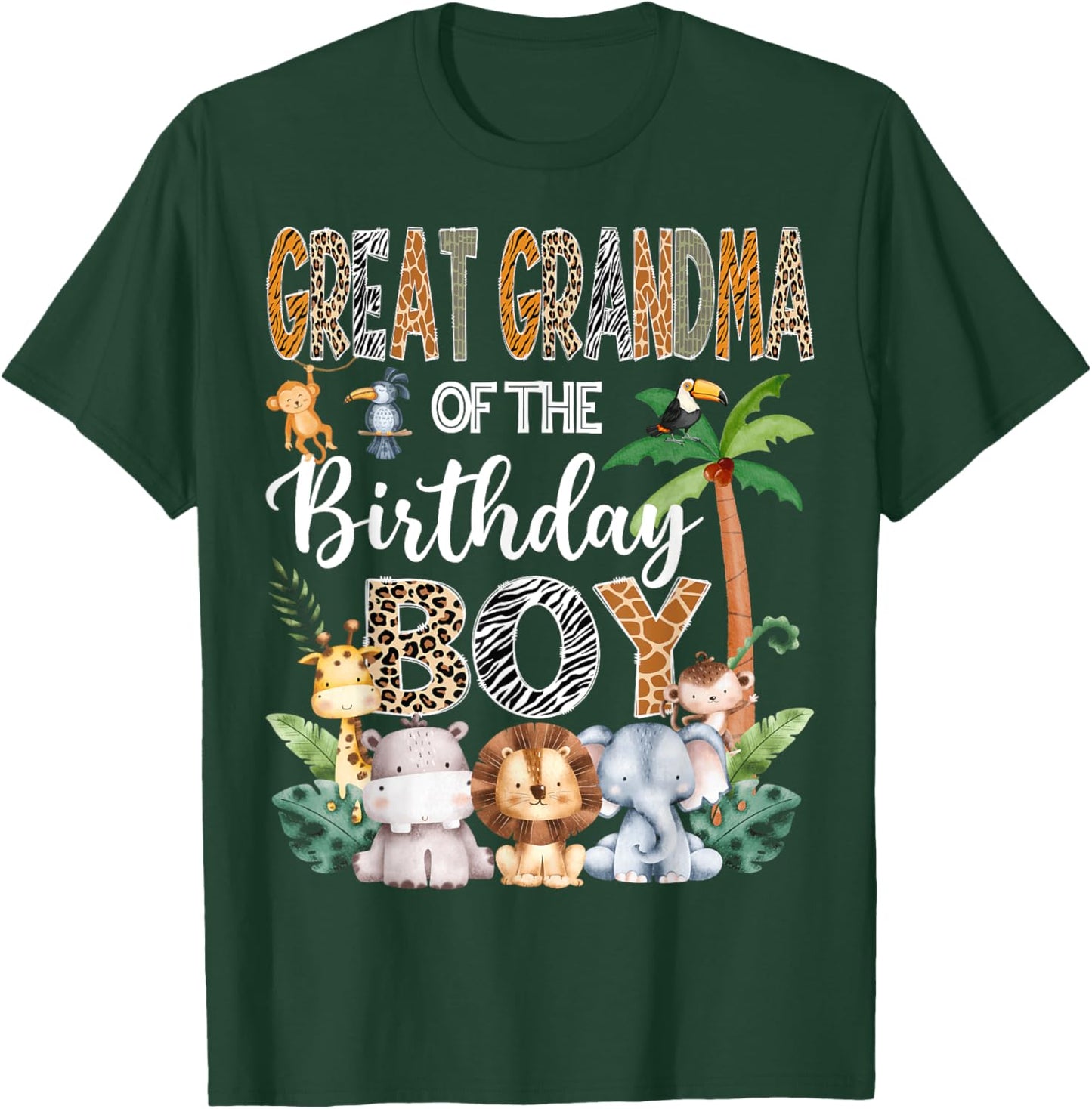 Great Grandma Of The Birthday Boy Safari Jungle Bday Party T-Shirt - T-Shirt | Forest