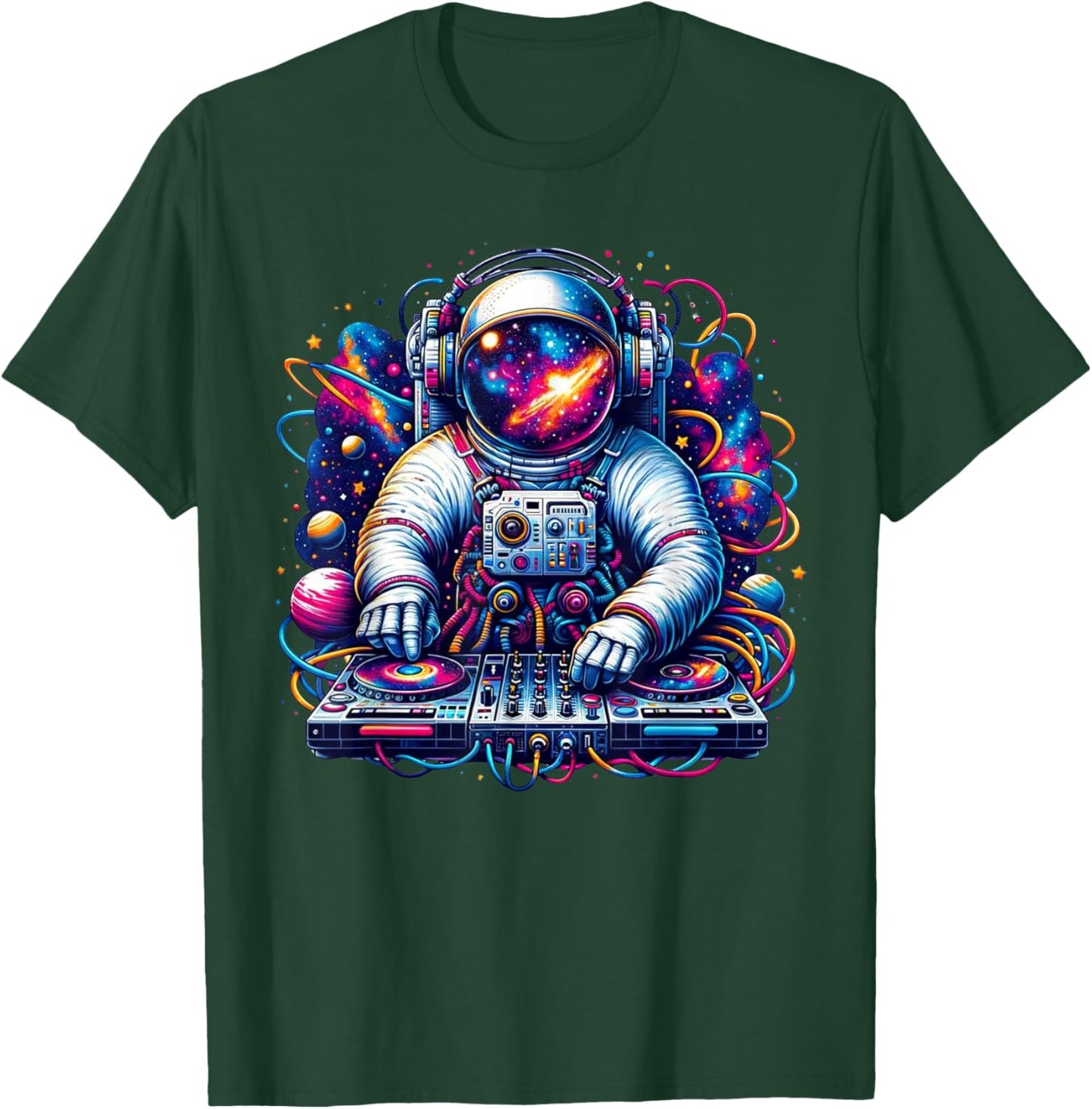Funny Astronaut DJ Electronic Music Galaxy Outer Space T-Shirt - T-Shirt | Forest