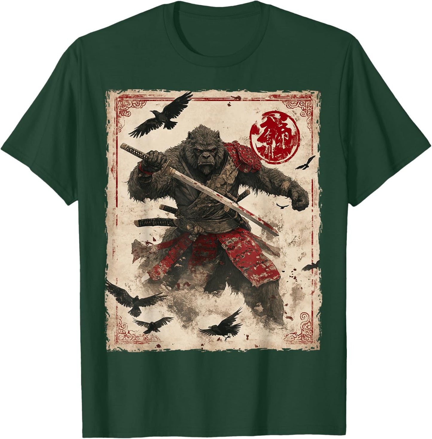 Bigfoot Sasquatch Samurai Graphic Japanese Warrior Anime T-Shirt - T-Shirt | Forest