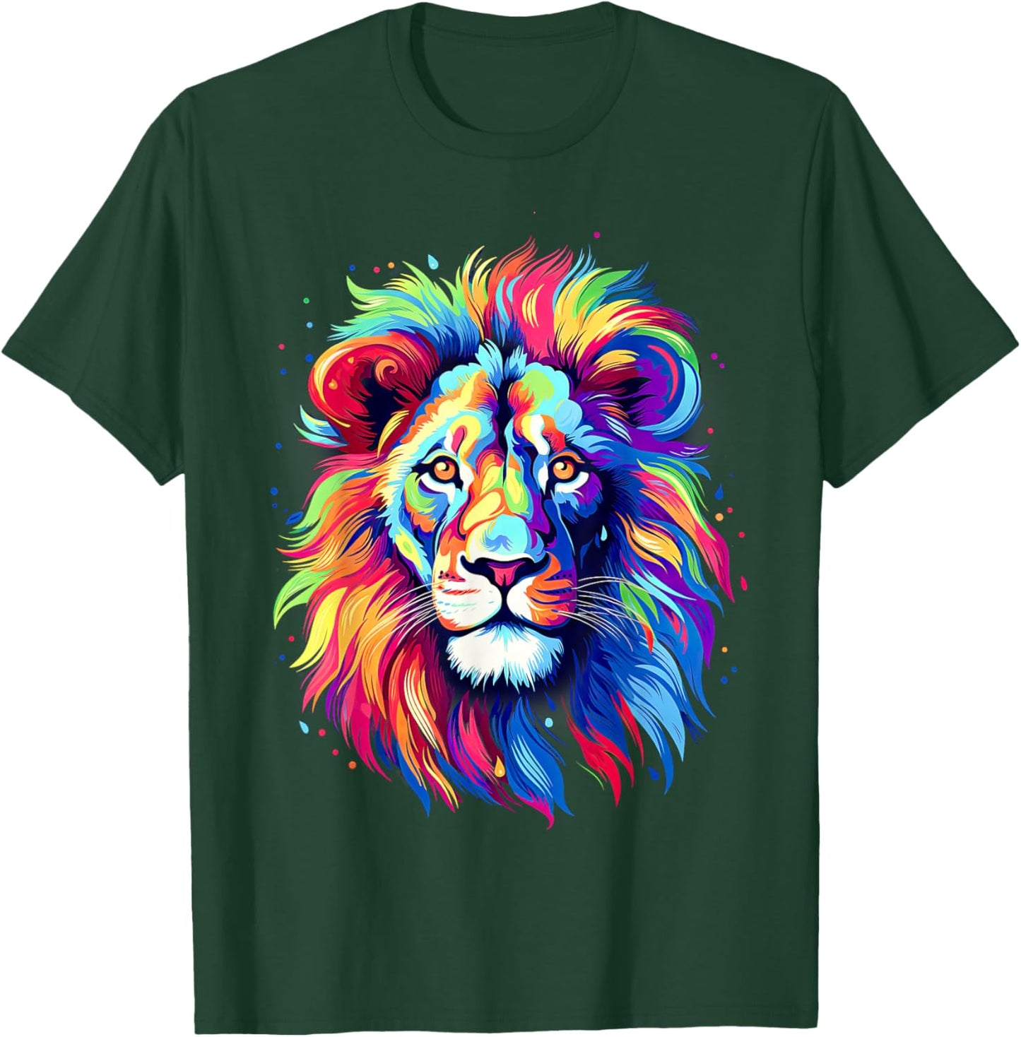 Colorful Lion Spirit Animal Multicolor Art Leo Lion T-Shirt - T-Shirt | Forest