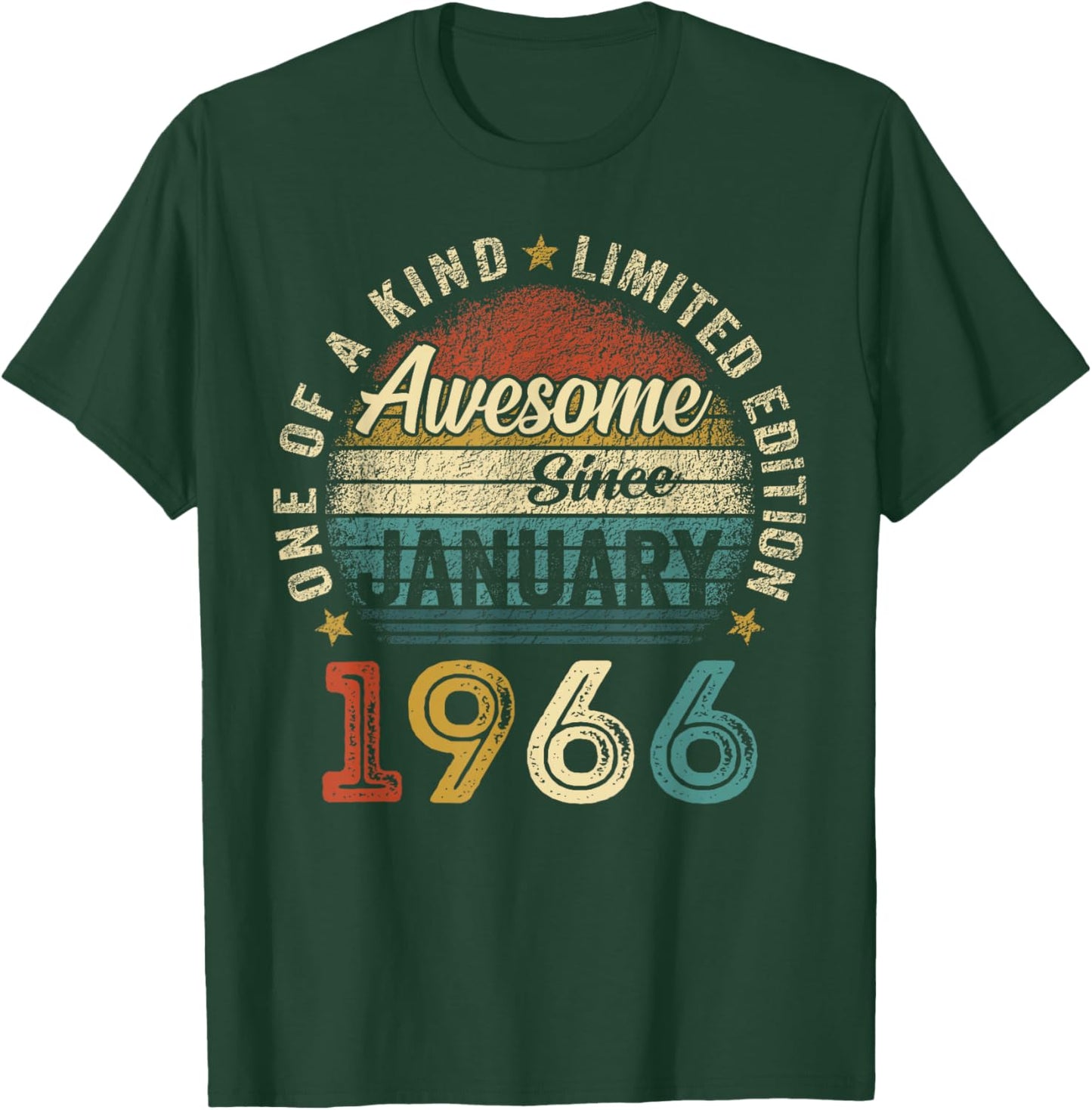 Awesome since January 1966 60 Year Old 60th Birthday Men Dad T-Shirt - T-Shirt | Forest
