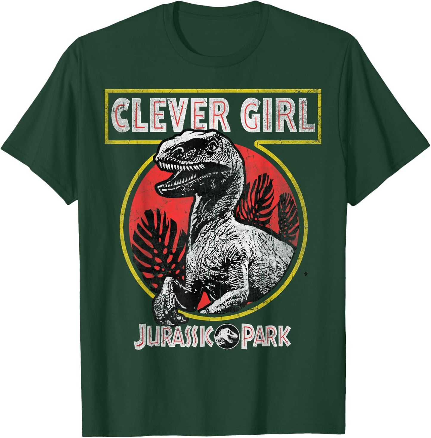 Jurassic Park Clever Girl Raptor Roar Circle Logo T-Shirt - T-Shirt | Forest