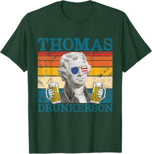 Thomas Drunkerson Patriot Retro Drinking President Jefferson T-Shirt - T-Shirt | Forest