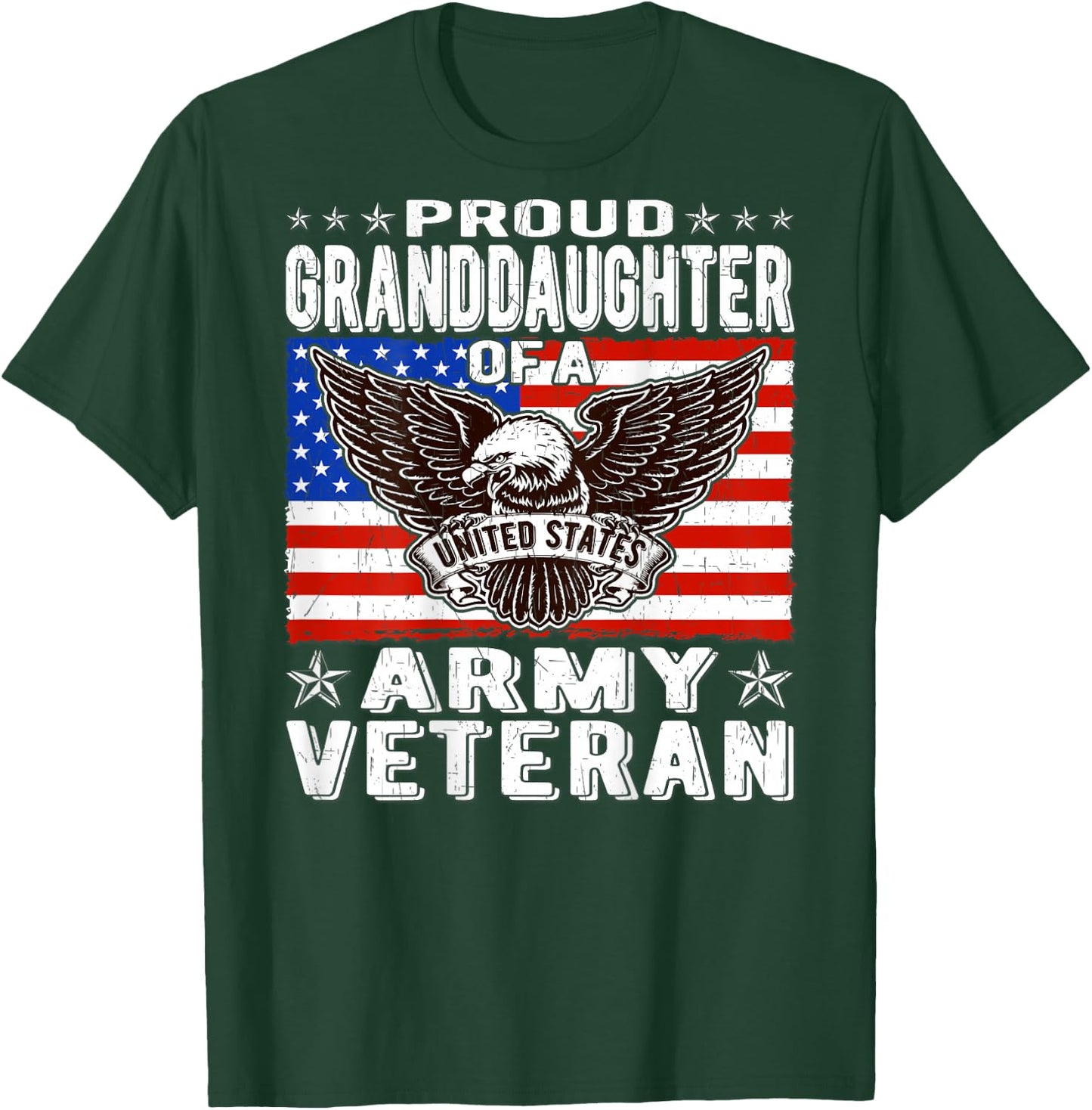 Proud Granddaughter Of Army Veteran Patriotic Military Gift Kids Men T-Shirt - T-Shirt | Forest