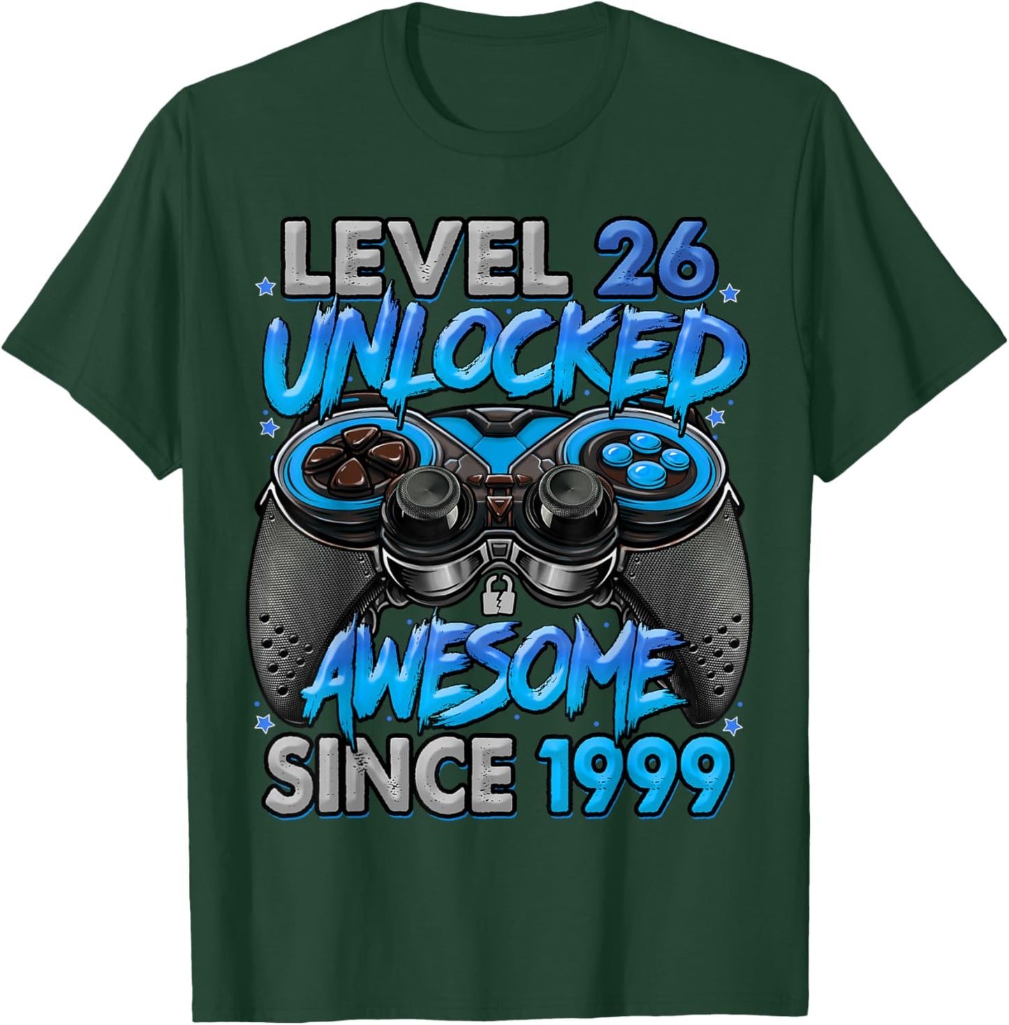 Level 26 Unlocked Awesome Since 1999 26th Birthday Gaming T-Shirt - T-Shirt | Forest