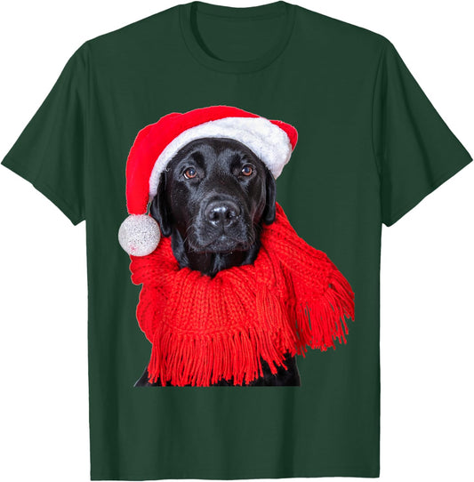 Black Lab Santa Hat Image Christmas Dog Labrador Retriever Men Women Kids T-Shirt - T-Shirt | Forest