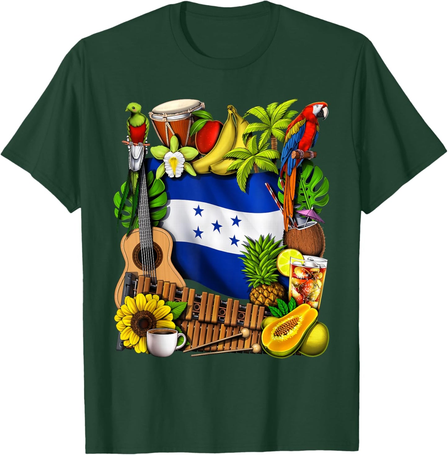 Honduras Heritage Honduran Flag Honduras Heritage Roots T-Shirt - T-Shirt | Forest