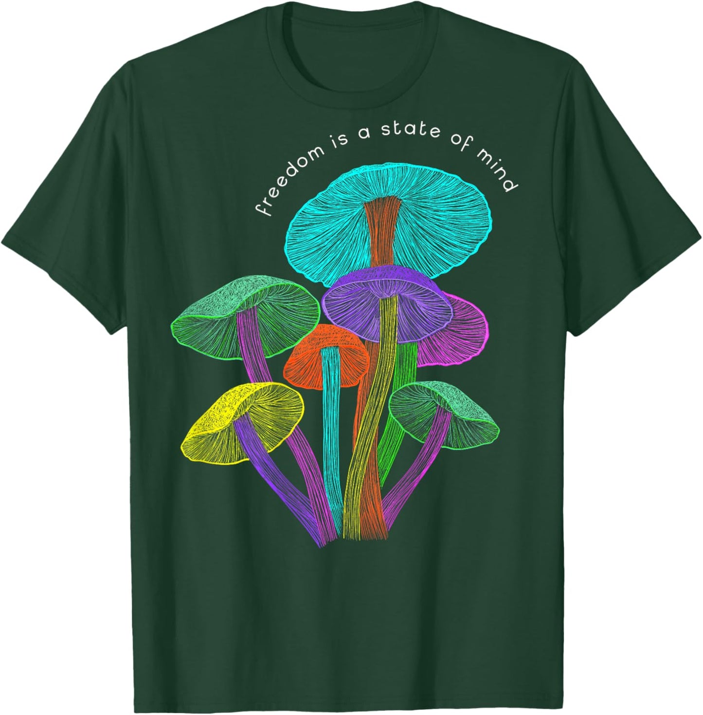 Back print: Hippy Vaporwave EDM raver festival Mushroom T-Shirt - T-Shirt | Forest