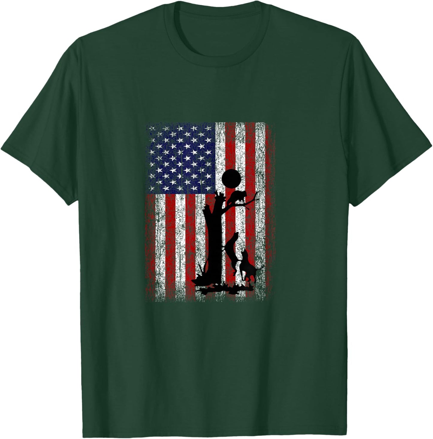 Patriotic Coon Hunting Dogs American Flag T-Shirt - T-Shirt | Forest