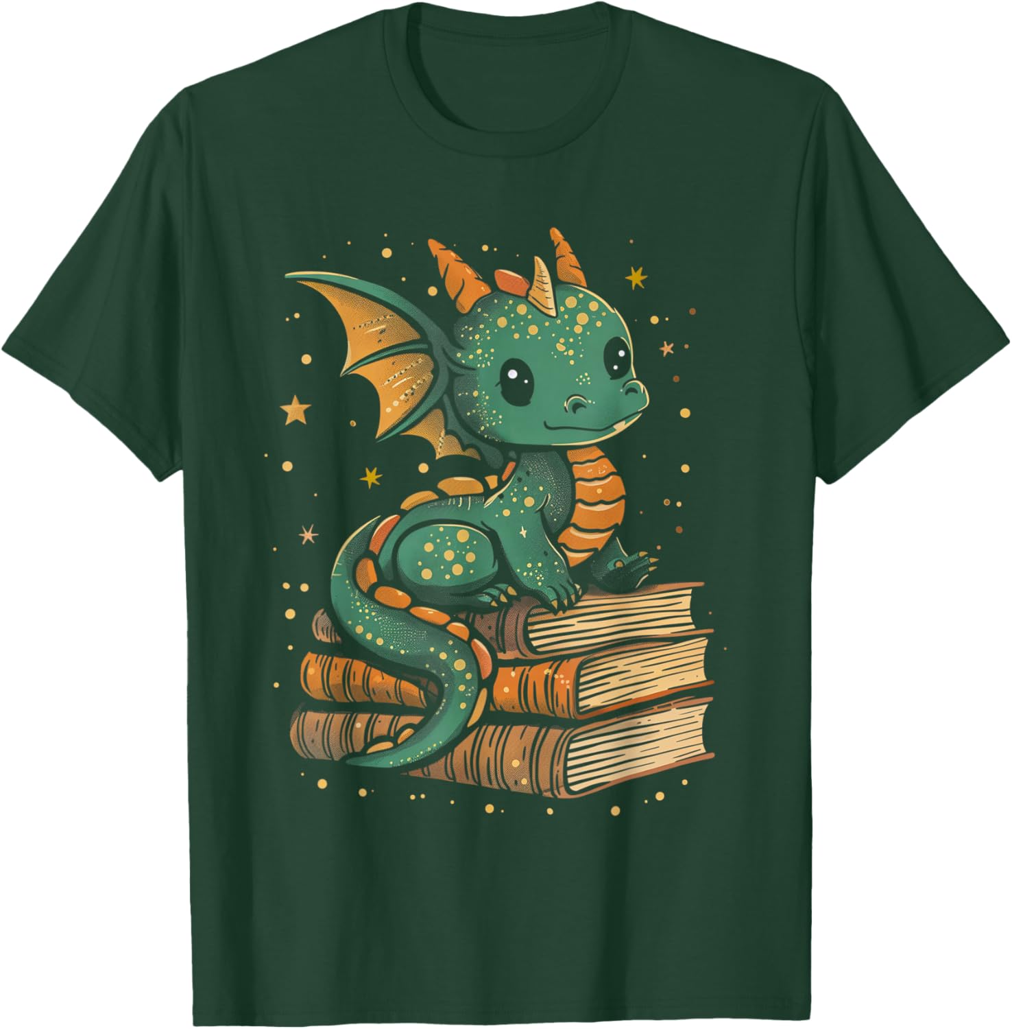 Cute Kawaii Dragon Fantasy Book Lover Book Nerd T-Shirt - T-Shirt | Forest