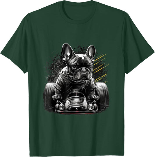 French Bulldog | Race Racing Car Formula Funny Dog Mechanic Men Women T-Shirt - T-Shirt | Forest