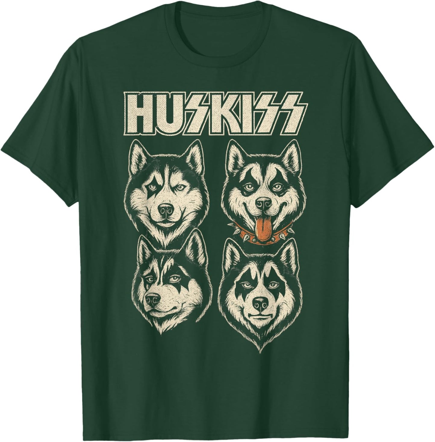 Huskiss Funny Husky Dog Rock Music Lover Men Women T-Shirt - T-Shirt | Forest