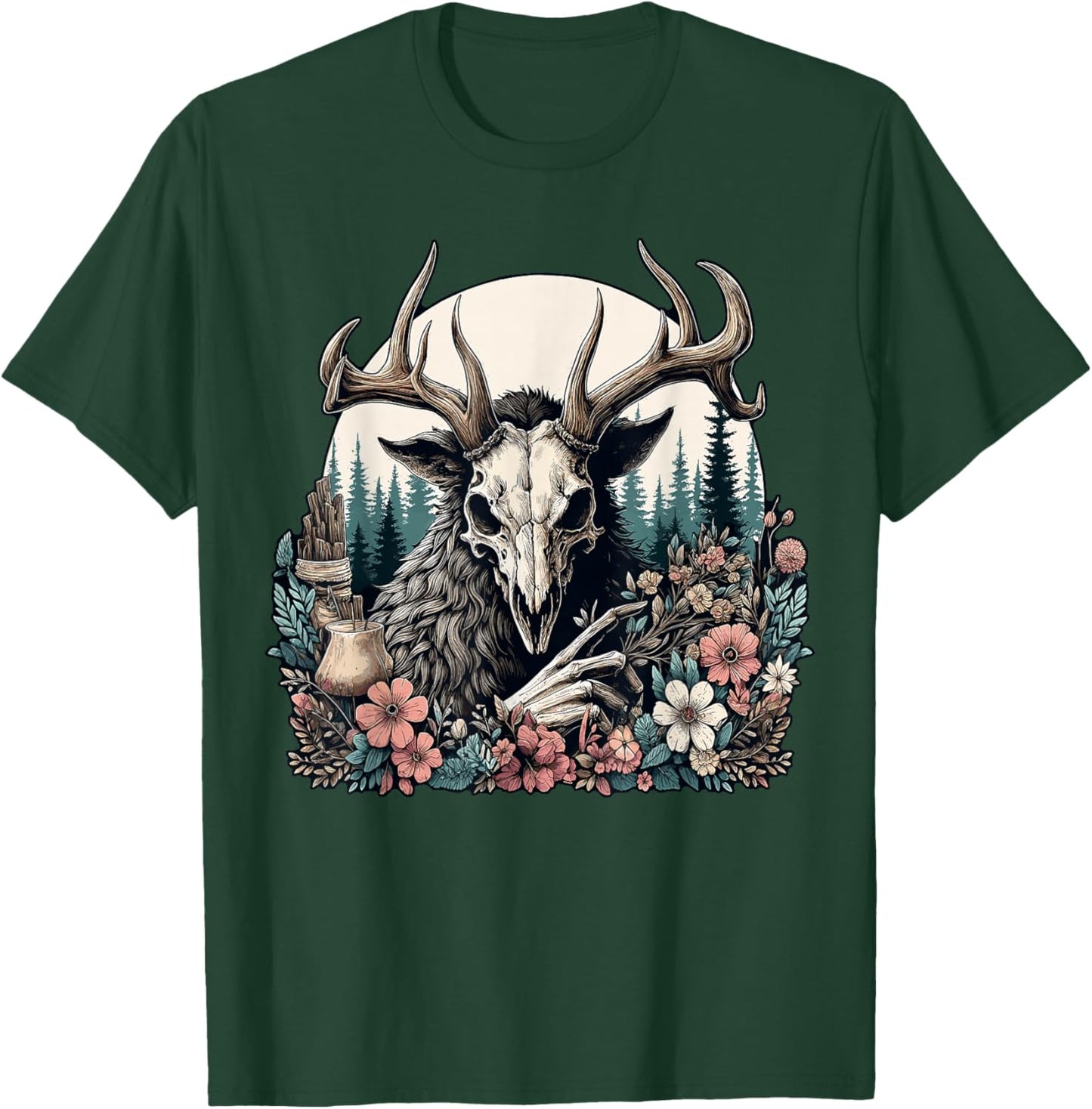 Floral Cryptid Wendigo Nature Forest T-Shirt - T-Shirt | Forest