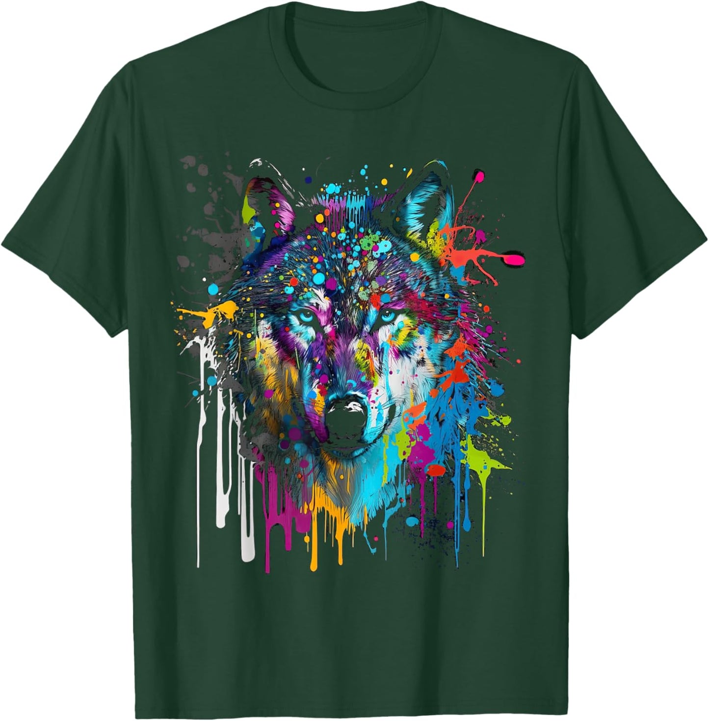 Wolf Silhouette Splash Art Wolves Face T-Shirt - T-Shirt | Forest
