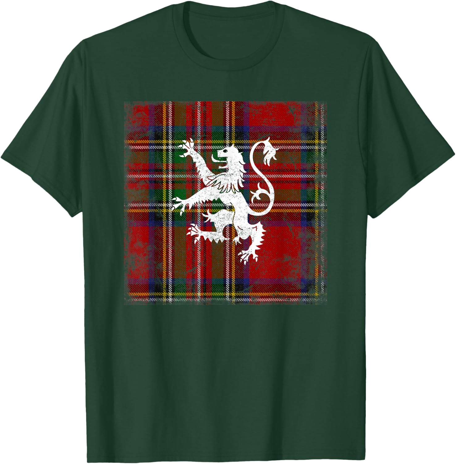 Scottish Tartan Red Plaid Lion Royal Stewart Clan T-Shirt - T-Shirt | Forest