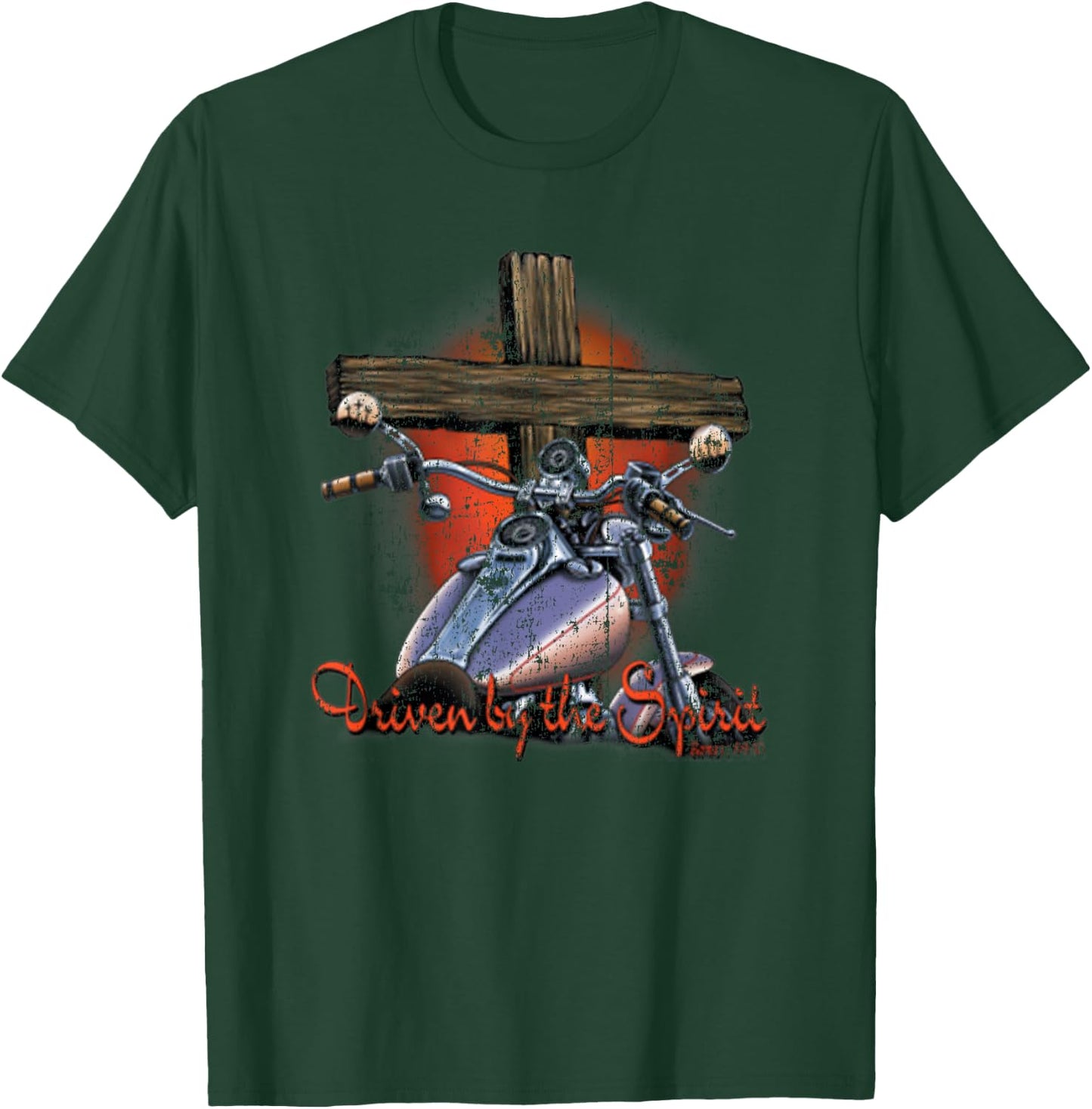 Driven By The Spirit Cool Vintage Christian Biker T-Shirt - T-Shirt | Forest