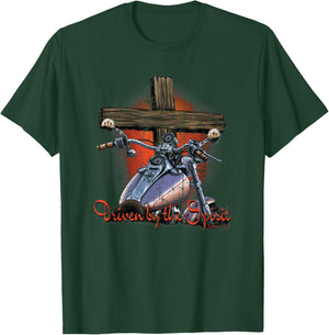 Driven By The Spirit Cool Vintage Christian Biker T-Shirt - T-Shirt | Forest