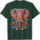 Flower Elephant with Floral Graphic for Mom Girl Teens Women T-Shirt - T-Shirt | Forest