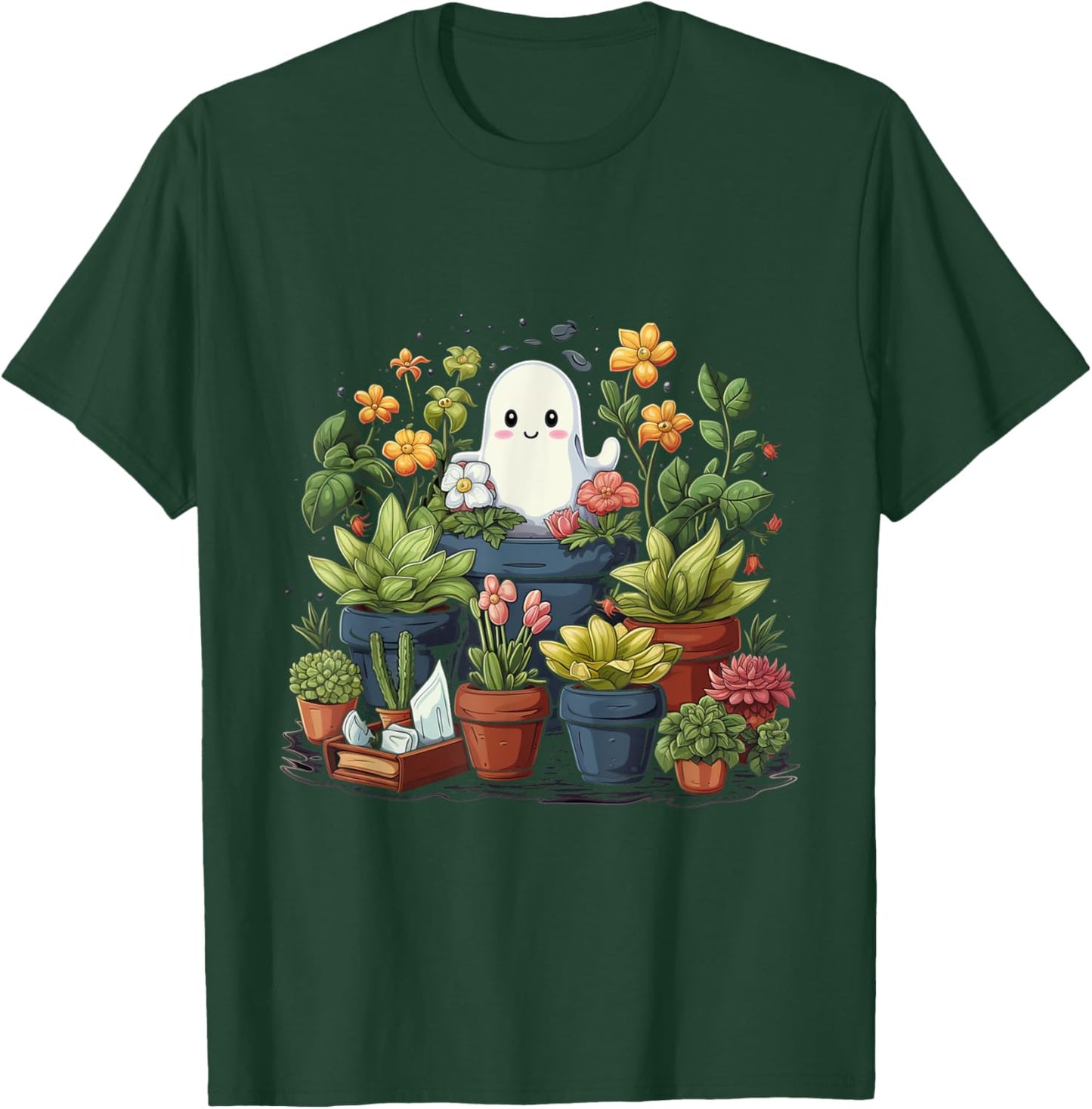 Ghost Plant Lady Halloween Ghostly Gardening Plant Lover T-Shirt - T-Shirt | Forest