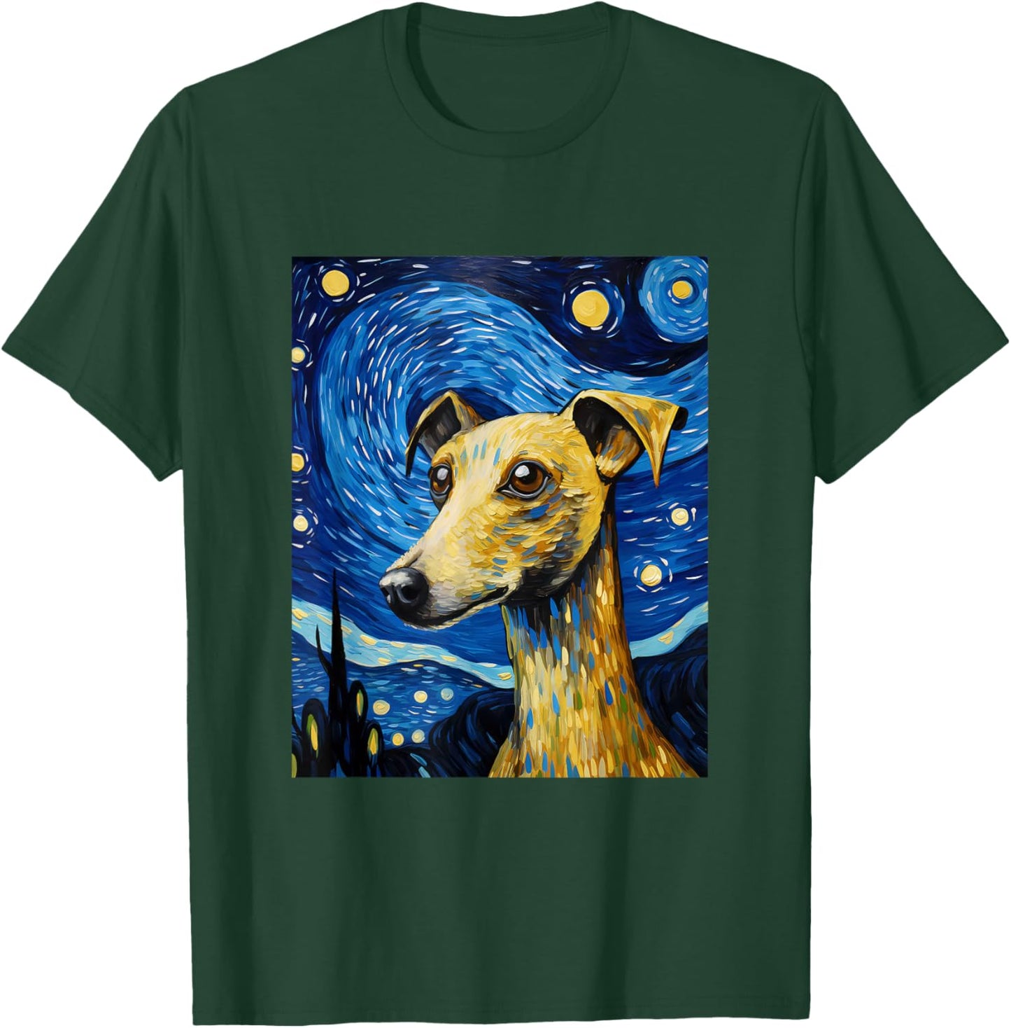 Italian Greyhound Starry Night Van Gogh T-Shirt - T-Shirt | Forest