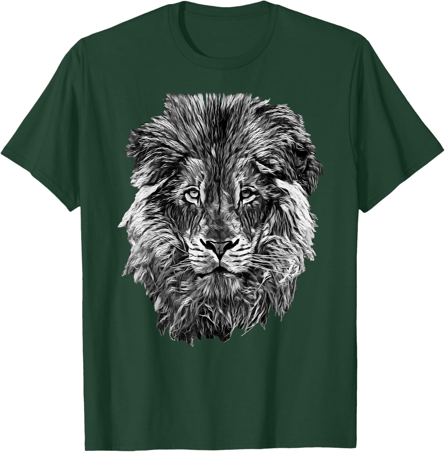 Black And White Lion Head T-Shirt - T-Shirt | Forest