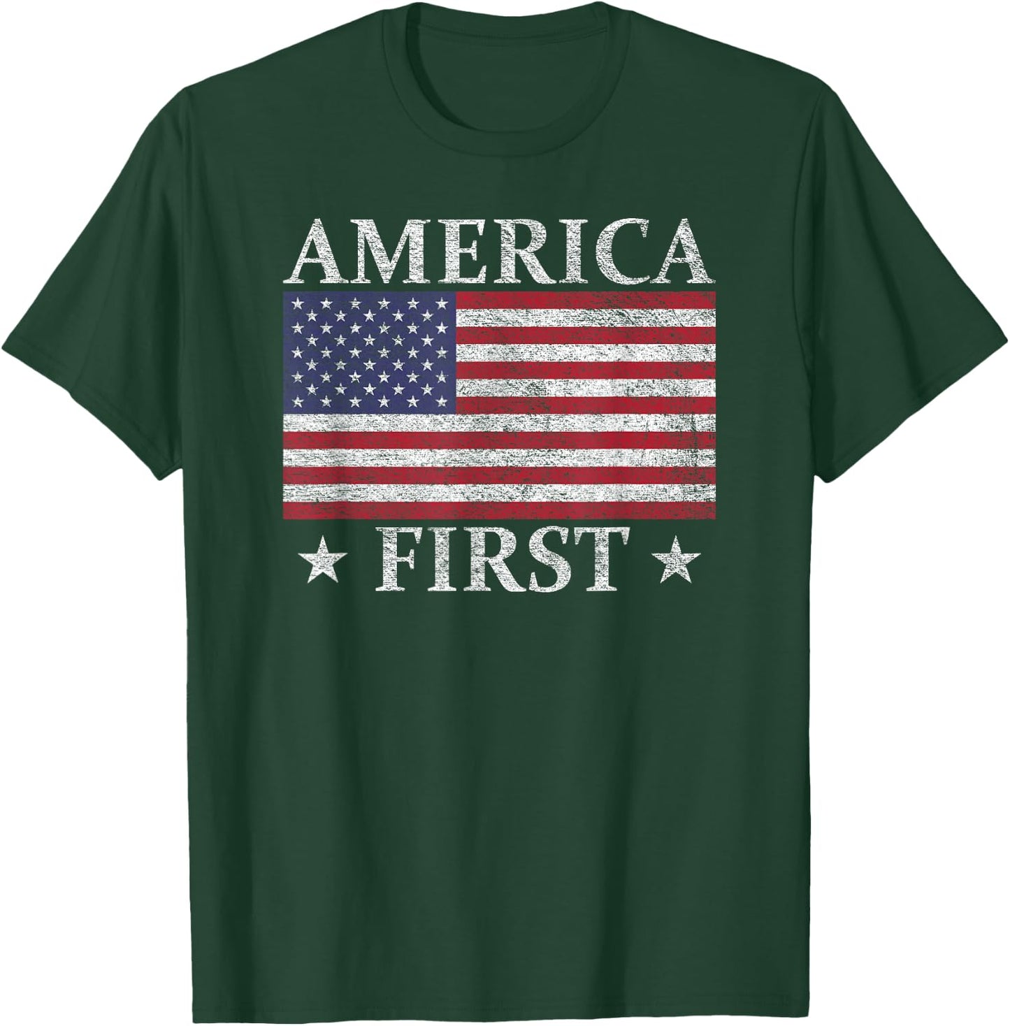 America First USA American Flag Patriot Stars and Stripes T-Shirt - T-Shirt | Forest