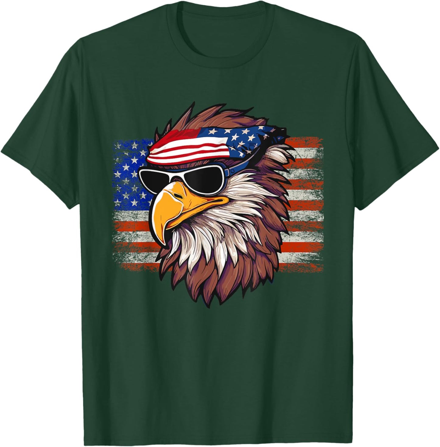 Patriotic Bald Eagles American Flag Bandana T-Shirt - T-Shirt | Forest