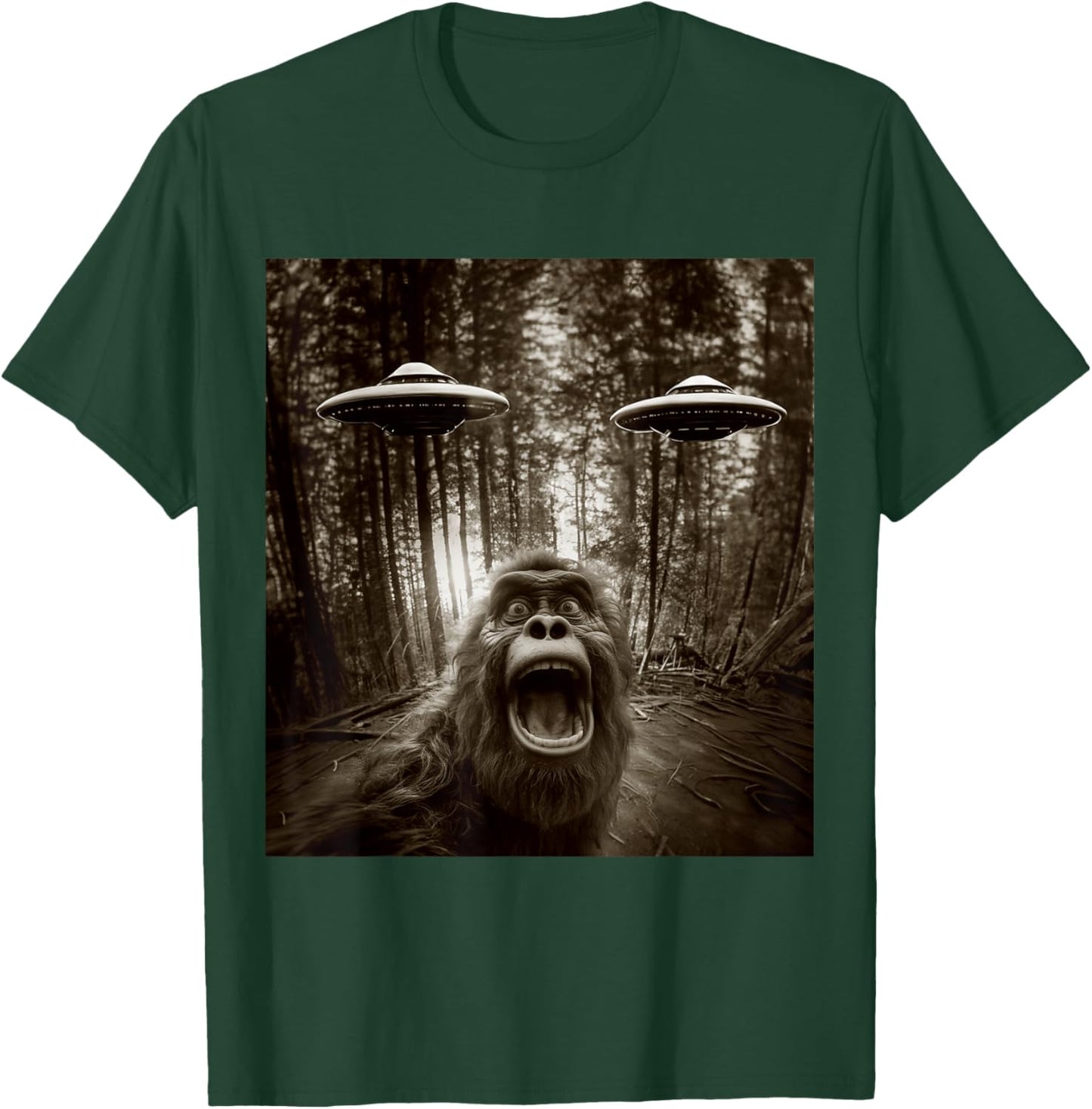 Bigfoot Sasquatch Alien UFO women kids Graphic T-Shirt - T-Shirt | Forest