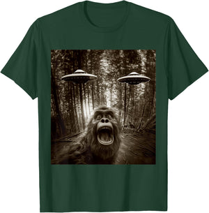 Bigfoot Sasquatch Alien UFO women kids Graphic T-Shirt - T-Shirt | Forest