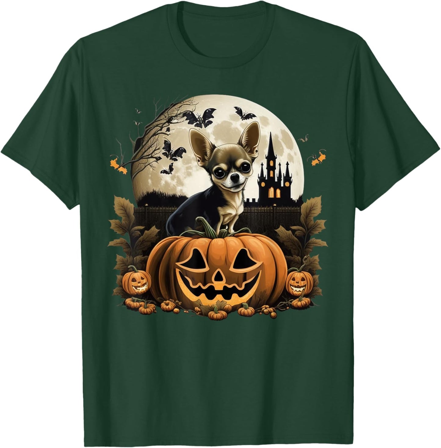 Pumpkin Chihuahua costume on Chihuahua Halloween T-Shirt - T-Shirt | Forest