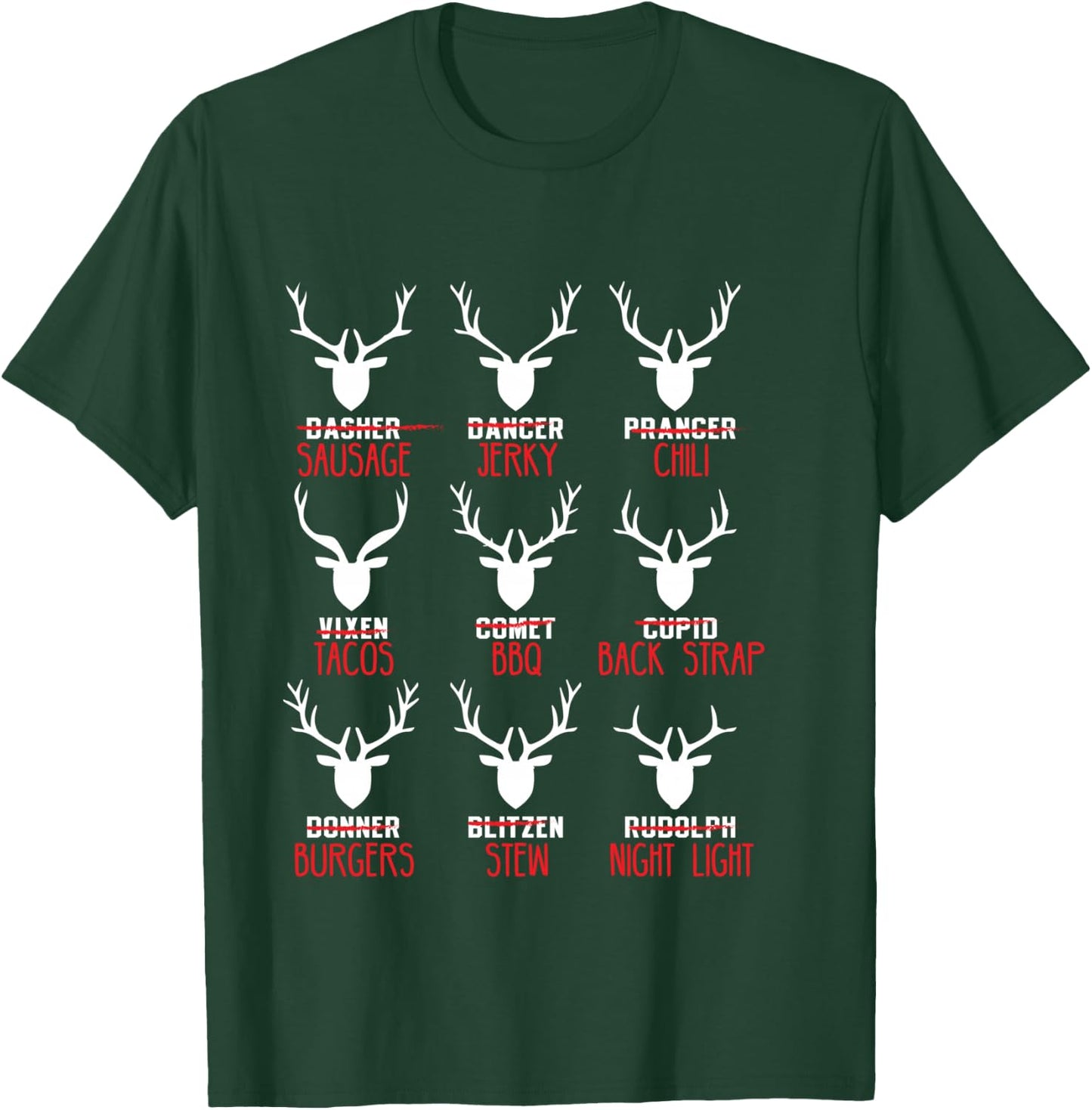 Funny Christmas Deer Hunters All of Santa's Reindeer design T-Shirt - T-Shirt | Forest