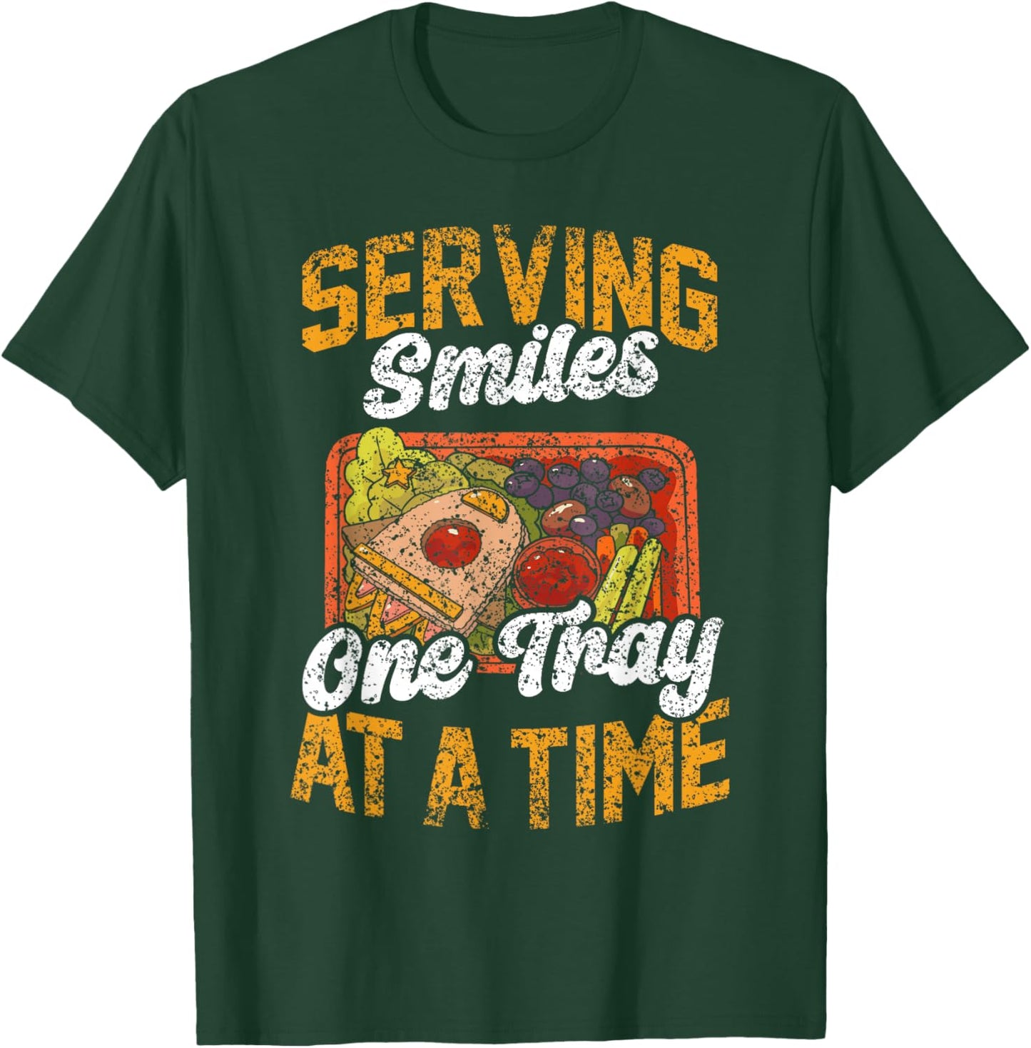 Serving Smiles One Tray At A Time Ladies Cafeteria Worker T-Shirt - T-Shirt | Forest