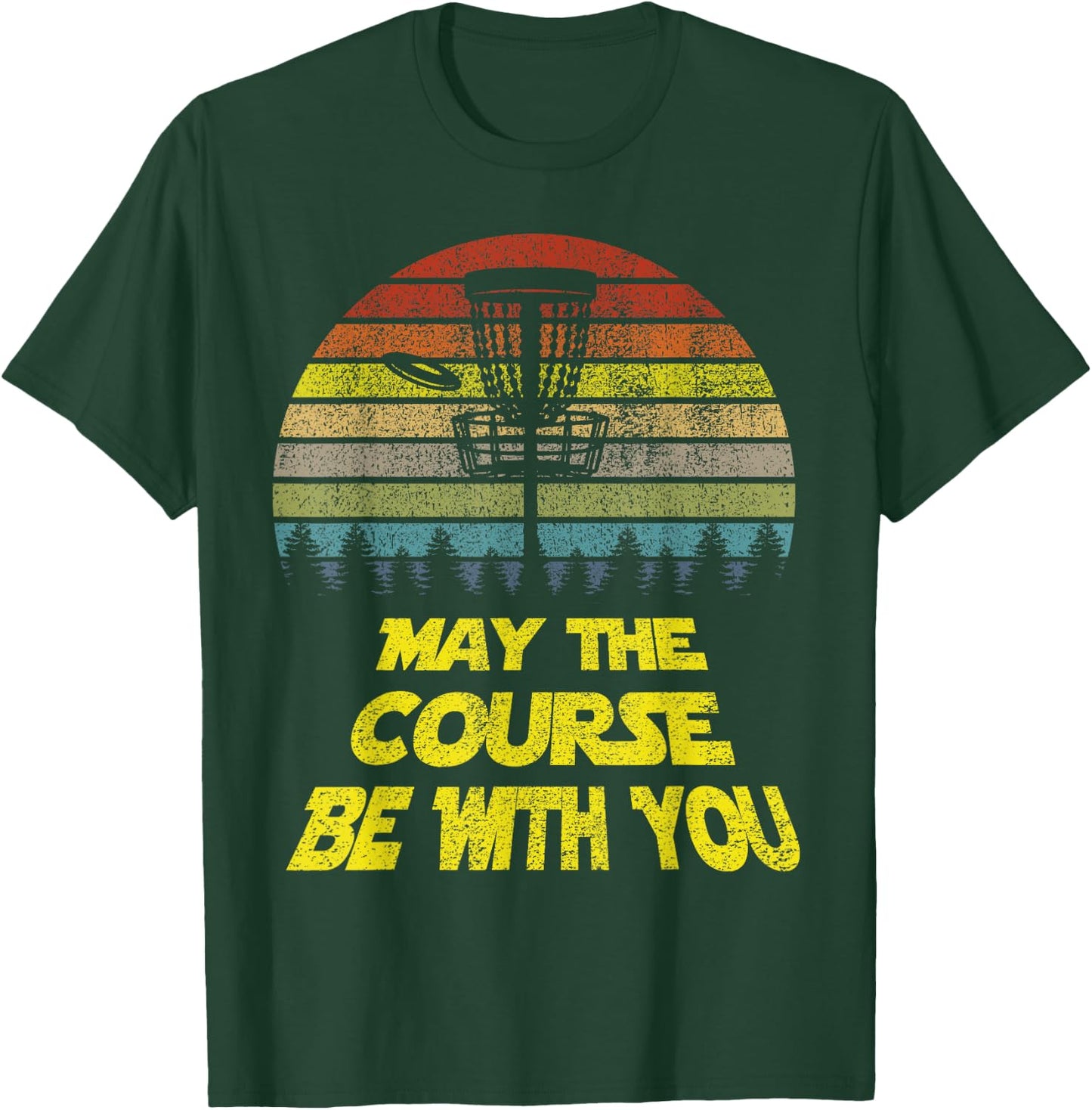 Golf May The Course Be With You Frisbe Retro Slogan T-Shirt - T-Shirt | Forest