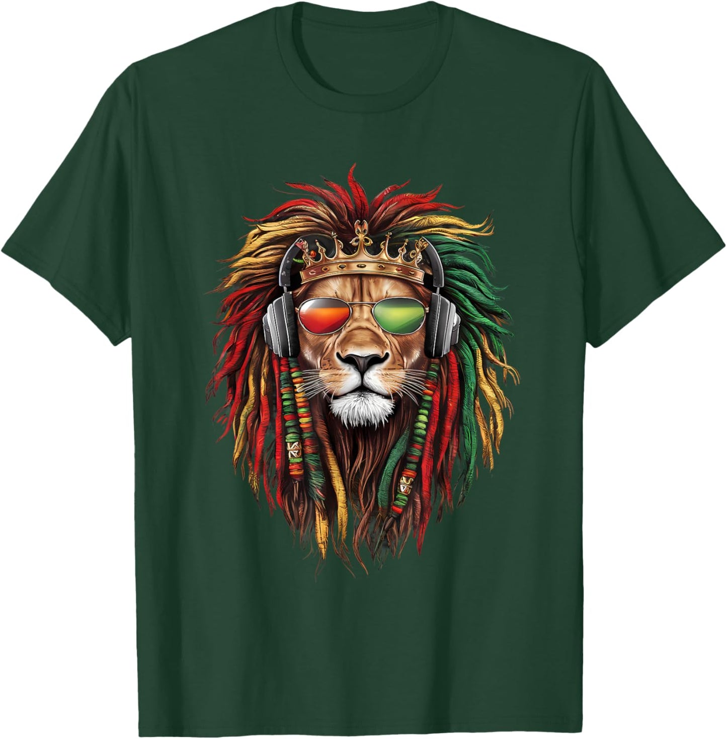 Rasta Reggae Lion Of Judah Jamaica Pride Rastafarian Roots T-Shirt - T-Shirt | Forest