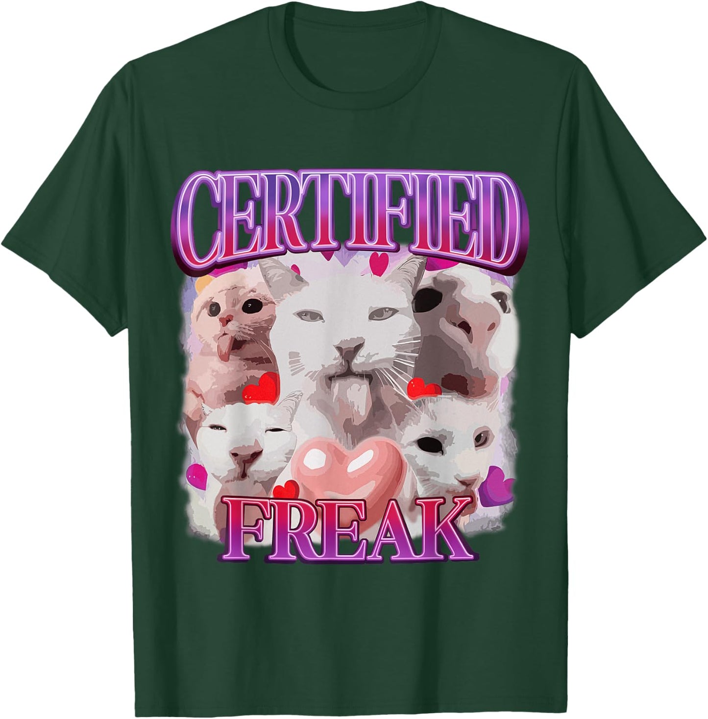Cat Meme Certified Freak Eat Cement Cursed Cat Funny T-Shirt - T-Shirt | Forest