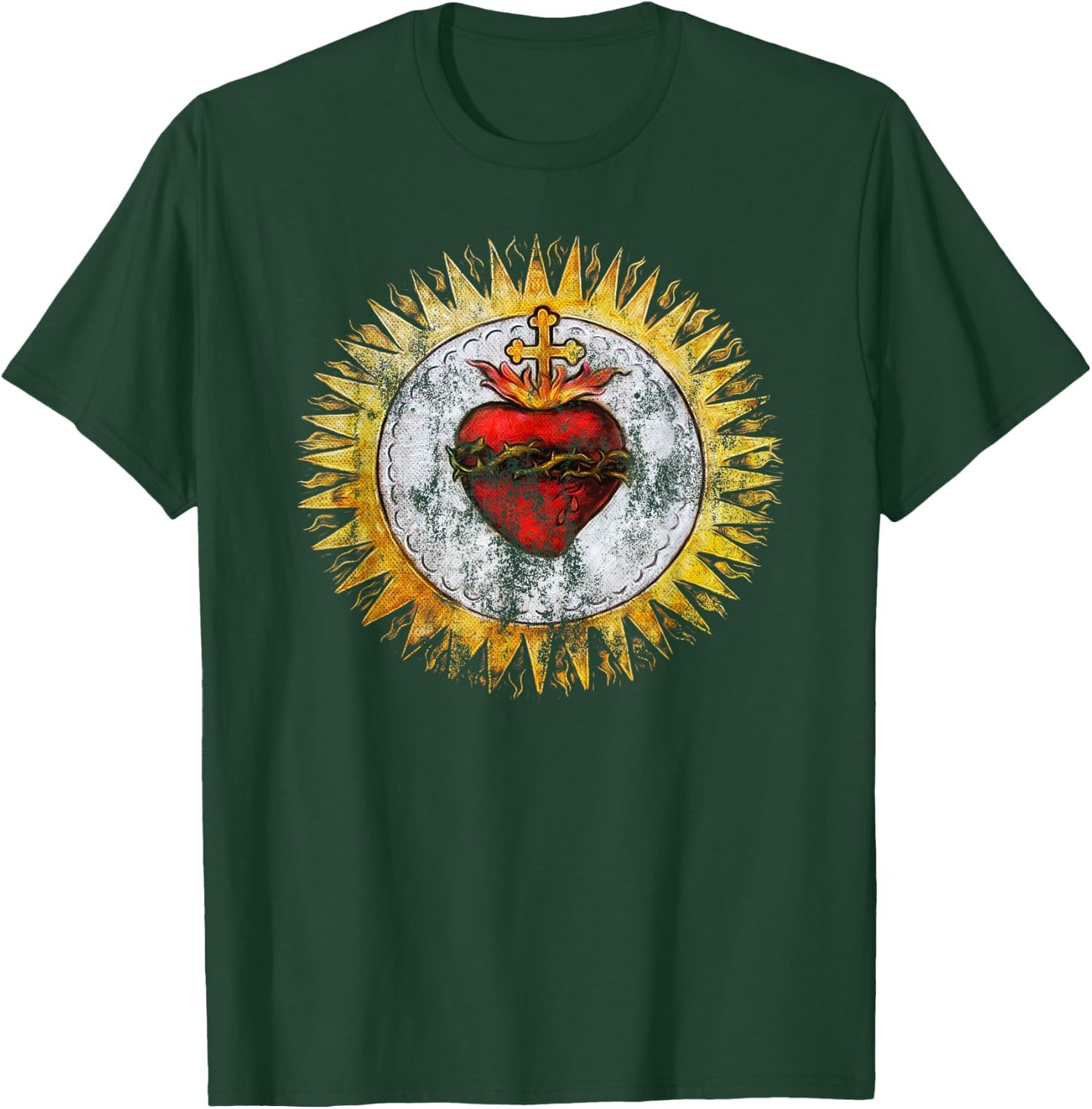 Sacred Heart of Jesus Christ Vintage Christian T-Shirt - T-Shirt | Forest