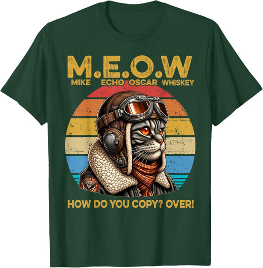 Mike Echo Oscar Whisky How Do You Copy Over Cat Vintage Women Kids T-Shirt - T-Shirt | Forest